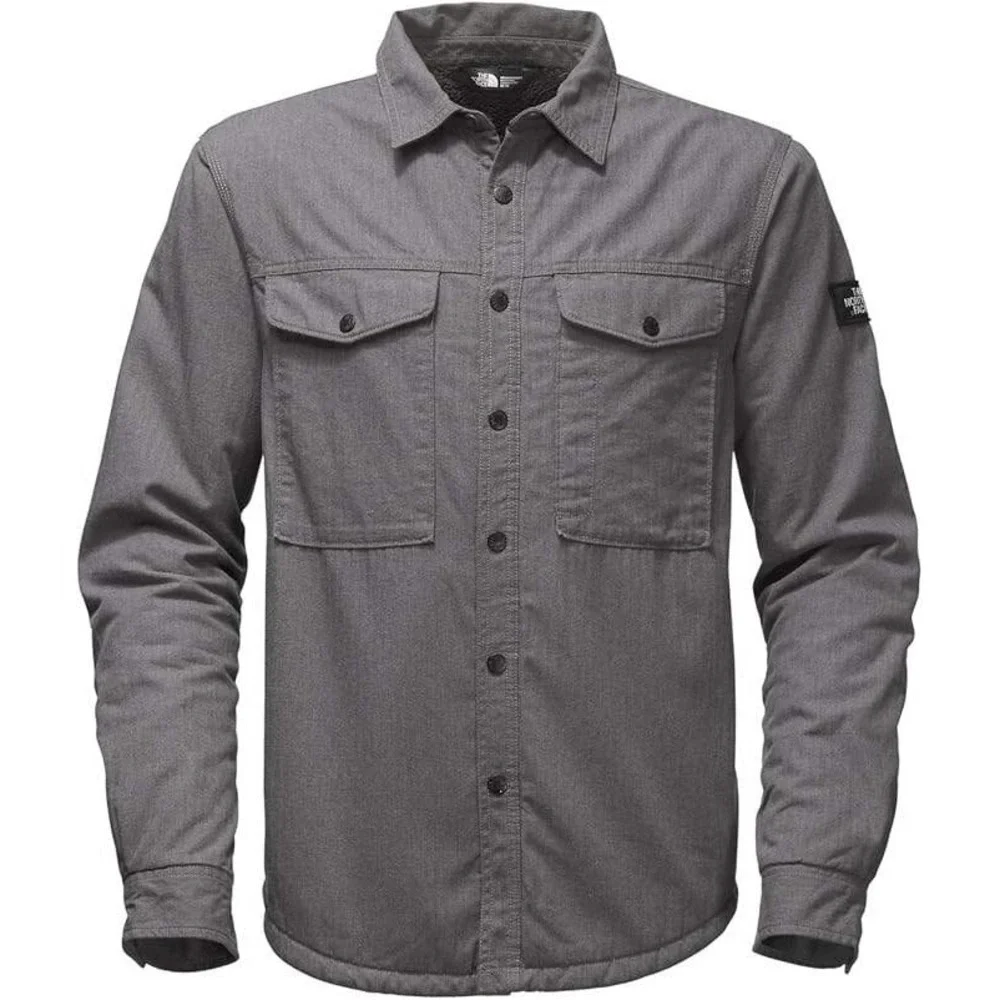 The North Face Mens Campshire Sherpa Fleece Lined Shirt Jacket Grey M NEW
